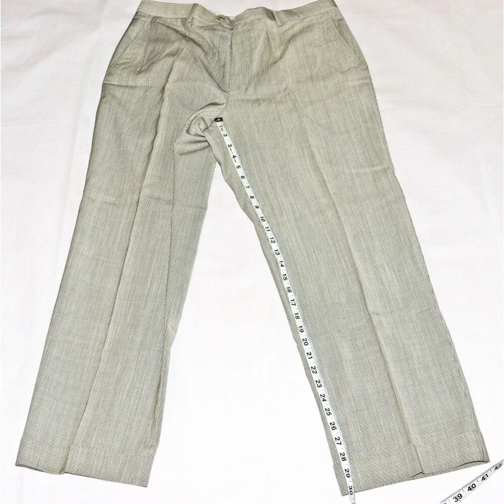 Zanella Benny Mens Dress Slacks Flat Front Cuffed Striped Trousers Pants Size 36